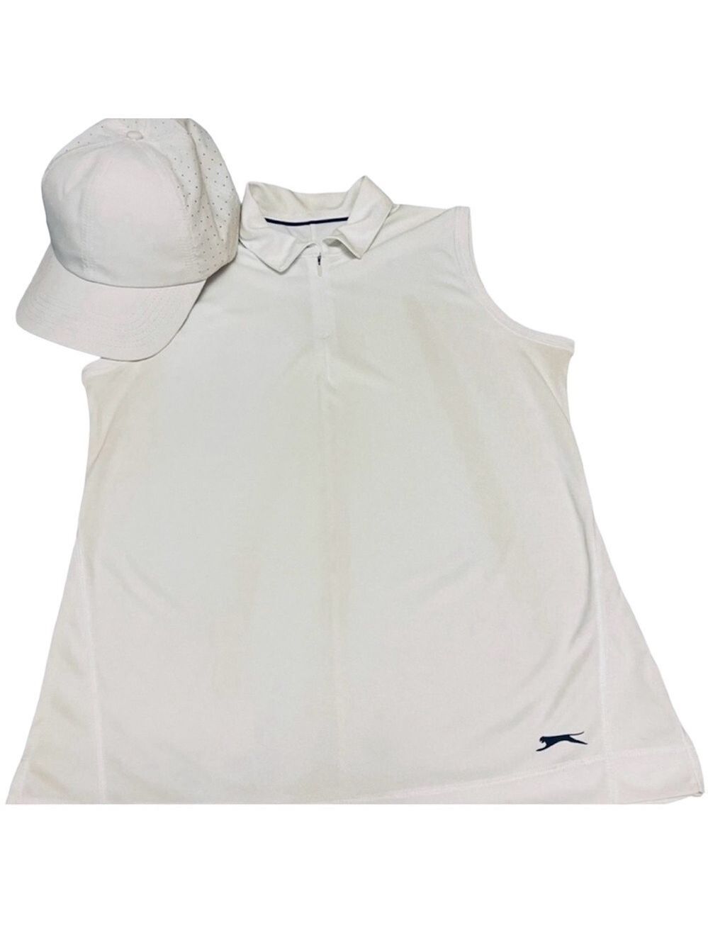 Slazenger White Golf Shirt Sleeveless Small Hat